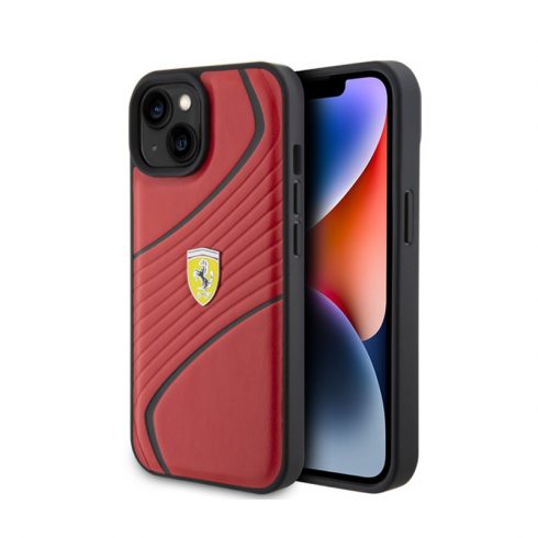 Ferrari Twist Metal Logo - Futrola za iPhone 15 (crvena)