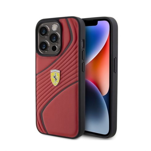 Ferrari Twist Metal Logo - Futrola za iPhone 15 Pro (crvena)