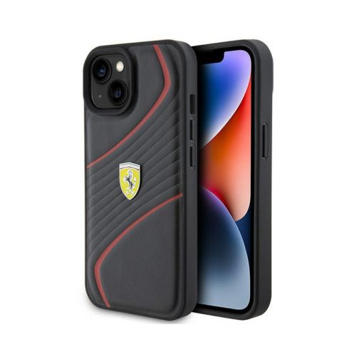 Ferrari Twist Metal Logo - Futrola za iPhone 15 (crna)