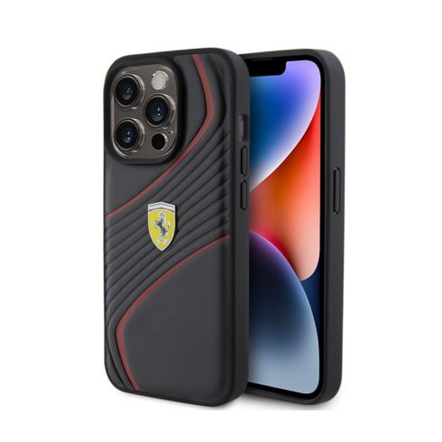 Ferrari Twist Metal Logo - Futrola za iPhone 15 Pro (crna)