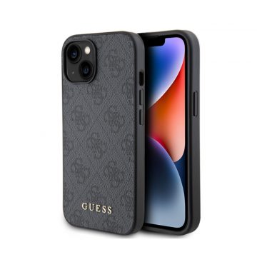 Guess 4G Metal Gold Logo - Maska za iPhone 15 (siva)