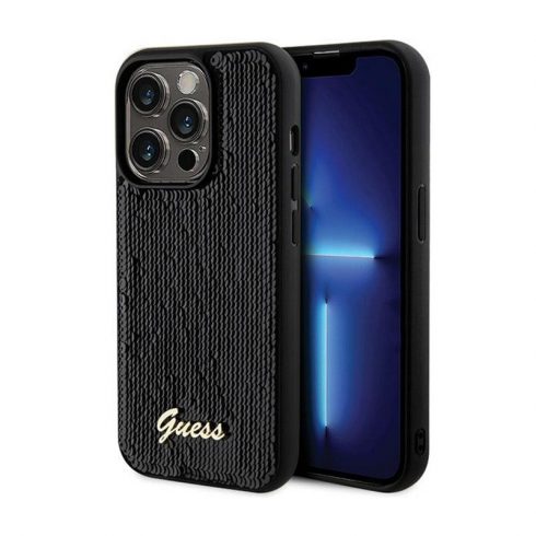 Guess Sequin Script Metal - maska ​​za iPhone 13 Pro (crna)