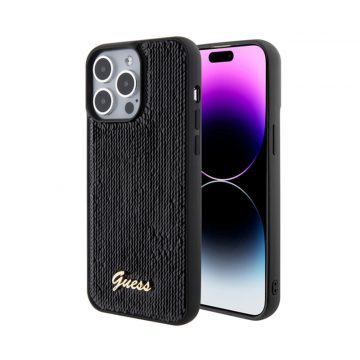   Guess Sequin Script Metal - maska ​​za iPhone 15 Pro Max (crna)