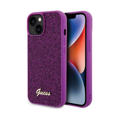 Guess Disco Metal Script - Maska za iPhone 15 (Fuchsia)