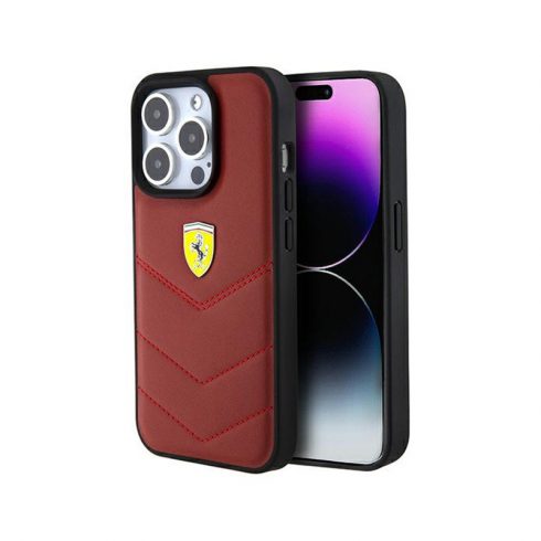 Ferrari Quilted Metal Logo - Case za iPhone 15 Pro (crvena)