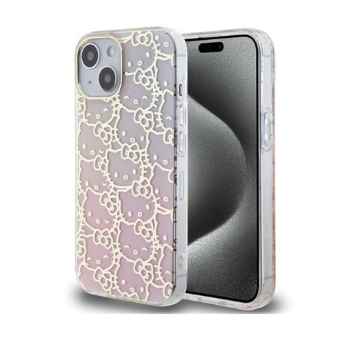 Hello Kitty IML Gradient Electrop Crowded Kitty Head - iPhone 15 Case (roza)