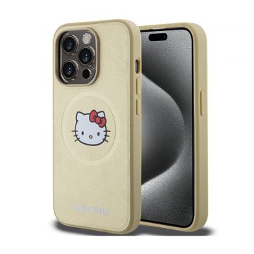   Hello Kitty kožna Kitty Head MagSafe - maska ​​za iPhone 15 Pro (zlatna)