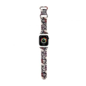   Hello Kitty Silicone Tags Graffiti - remen za Apple Watch 38/40/41 mm (bež)