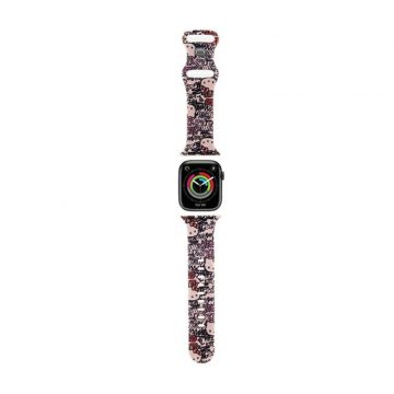   Hello Kitty Silicone Tags Graffiti - remen za Apple Watch 38/40/41 mm (roza)