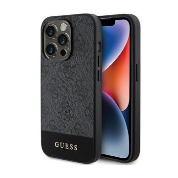   Guess 4G Bottom Stripe Metal Logo Collection - Case za iPhone 15 Pro (siva)