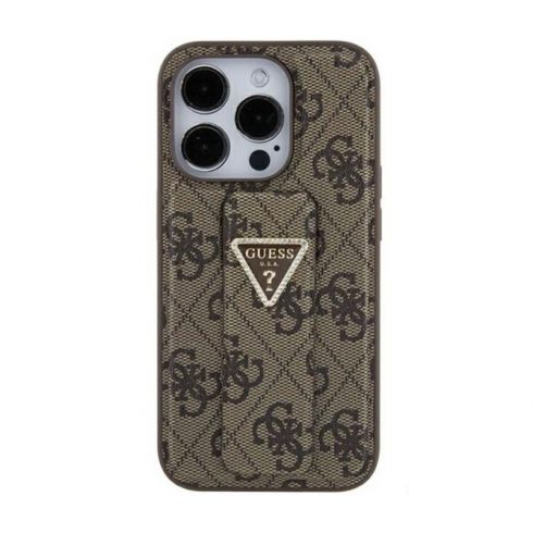 Guess Grip Stand 4G Triangle Strass Logo - iPhone 15 Case (smeđa)