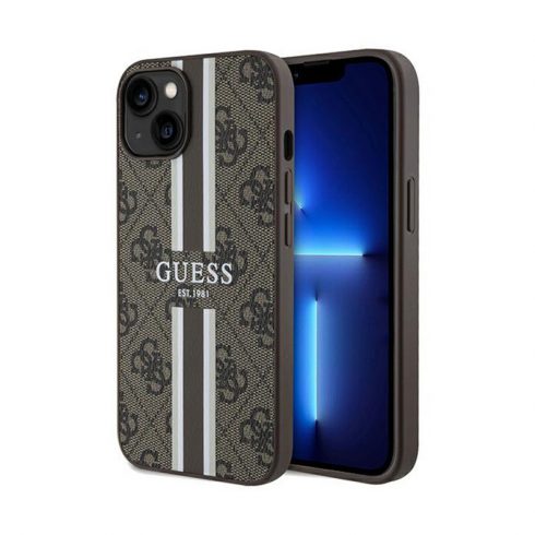 Guess 4G Printed Stripes MagSafe - iPhone 15 Case (smeđa)