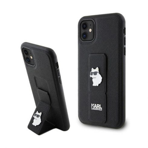 Karl Lagerfeld Gripstand Saffiano Choupette Pins - iPhone 11 Case (crna)