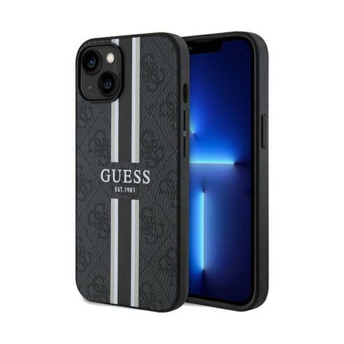 Guess 4G Printed Stripes MagSafe - iPhone 15 Case (crna)