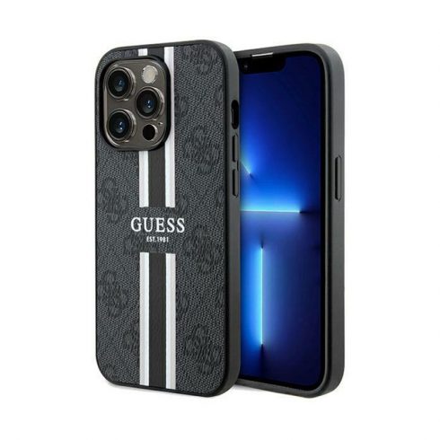 Guess 4G Printed Stripes MagSafe - iPhone 15 Pro Case (crna)