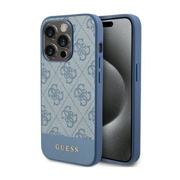   Guess 4G Bottom Stripe Metal Logo Collection - Futrola za iPhone 15 Pro (plava)