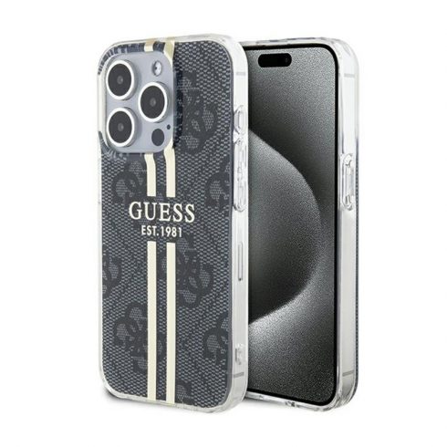 Guess IML 4G Gold Stripe - Case iPhone 15 Pro (crna)