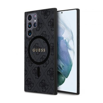   Guess 4G kolekcija Leather Metal Logo MagSafe - Case za Samsung Galaxy S24 Ultra (crna)