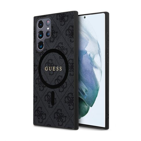 Guess 4G kolekcija Leather Metal Logo MagSafe - Case za Samsung Galaxy S24 Ultra (crna)