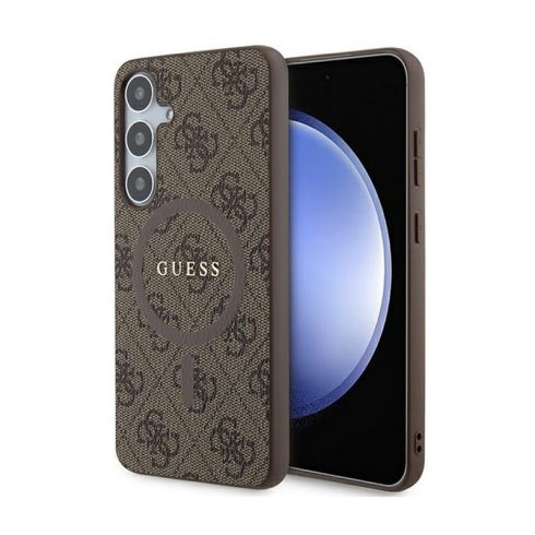 Guess 4G kolekcija Leather Metal Logo MagSafe - Case Samsung Galaxy S24+ (smeđa)