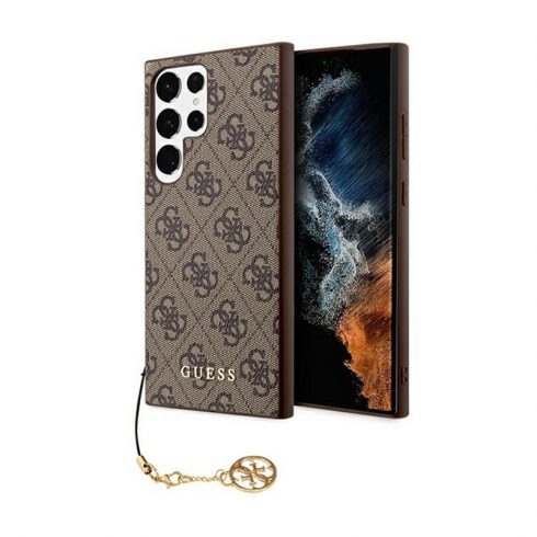 Guess 4G Charms Collection - maska ​​za Samsung Galaxy S24 Ultra (smeđa)