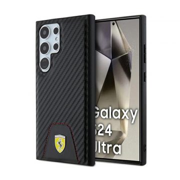   Ferrari Carbon Stitched Bottom - Case za Samsung Galaxy S24 Ultra (crna)