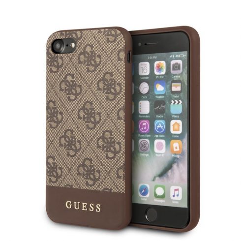 Guess 4G Bottom Stripe Collection - Etui iPhone SE 2020 / 8 / 7 (smeđi)