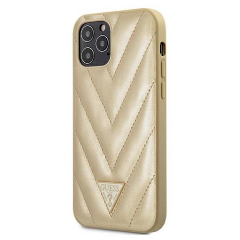 Guess V Quilted - Maska za iPhone 12 Pro Max (zlatna)