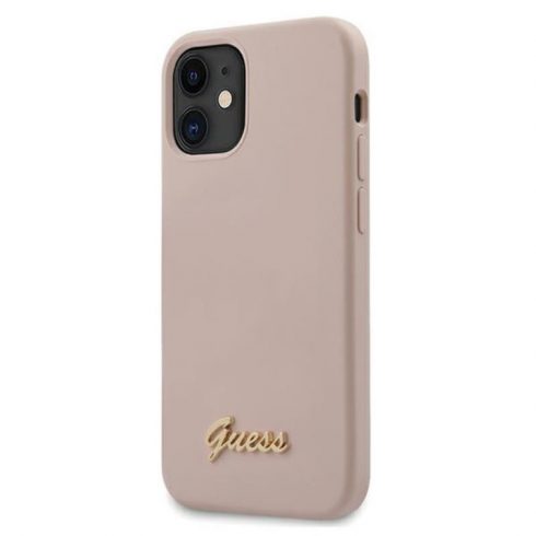 Guess Silicone Script - Maska za iPhone 12 mini (roza)