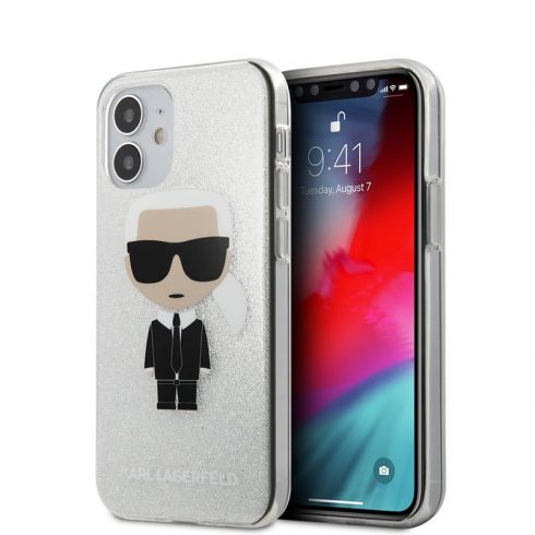 Karl Lagerfeld Iconik Glitter - maska ​​za iPhone 12 Mini (srebrna)