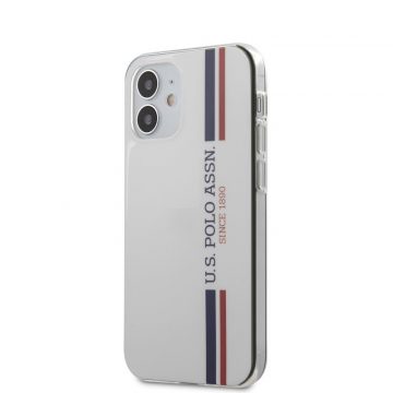   US Polo Assn Shiny Tricolor Stripes - maska ​​za iPhone 12 Mini (bijela)