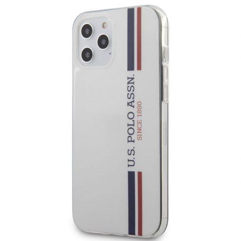 US Polo Assn Shiny Tricolor Stripes - maska ​​za iPhone 12 Pro Max (bijela)