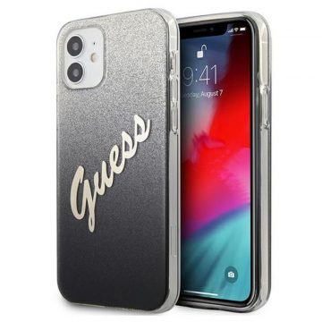   Guess Glitter Gradient Script - Maska za iPhone 12 mini (crna)