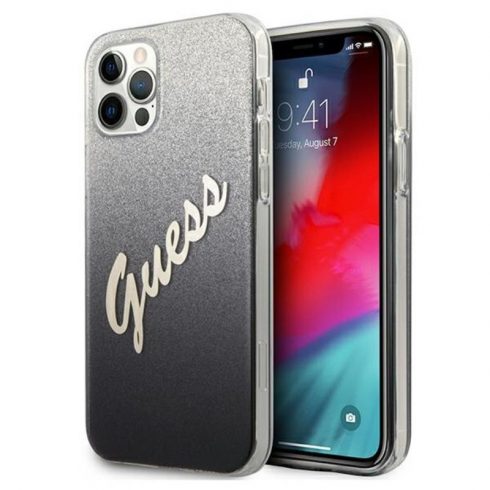 Guess Glitter Gradient Script - iPhone 12 / iPhone 12 Pro Case (crna)