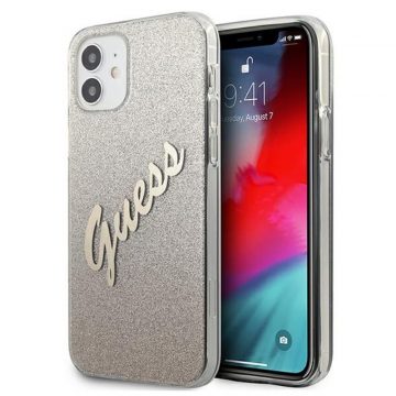   Guess Glitter Gradient Script - Maska za iPhone 12 mini (zlatna)