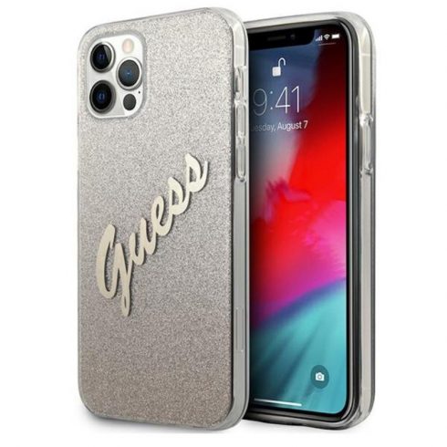 Guess Glitter Gradient Script - iPhone 12 / iPhone 12 Pro Case (zlatna)