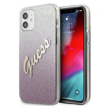   Guess Glitter Gradient Script - Maska za iPhone 12 mini (roza)