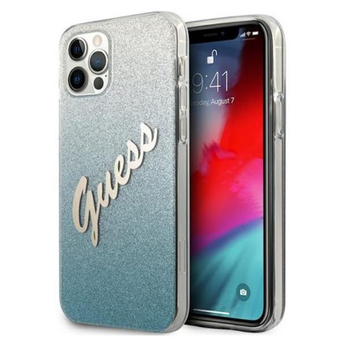 Guess Glitter Gradient Script - iPhone 12 / iPhone 12 Pro Case (plava)