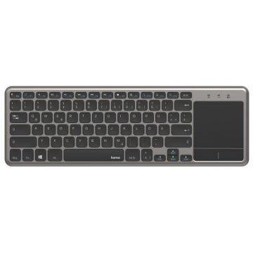   HAMA tipkovnica KW-600T/ bežična/ 2.4GHz/ touchpad/ za Smart TV/ nano USB/ CZ+SK/ crna