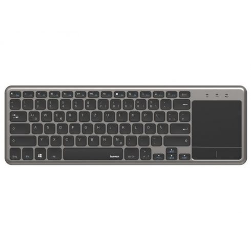 HAMA tipkovnica KW-600T/ bežična/ 2.4GHz/ touchpad/ za Smart TV/ nano USB/ CZ+SK/ crna