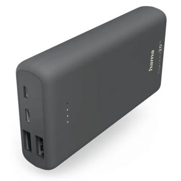   HAMA power bank Supreme 20HD, 20000 mAh, 3 A, 3 izlaza: 1x USB-C, 2x USB-A, mikro USB/USB-C ulaz, siva