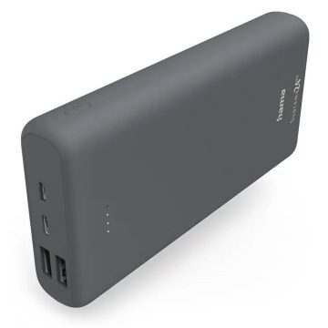   HAMA power bank Supreme 24HD, 24000 mAh, 3 A, 3 izlaza: 1x USB-C, 2x USB-A, mikro USB/USB-C ulaz, siva