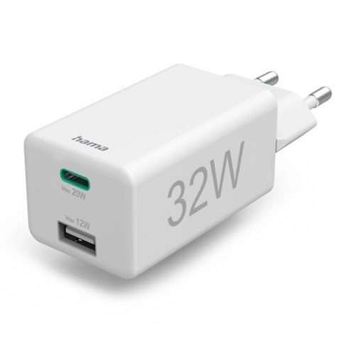 HAMA set: brzi USB punjač USB-C PD/QC, USB-A, 32 W + USB CC kabel 1 m