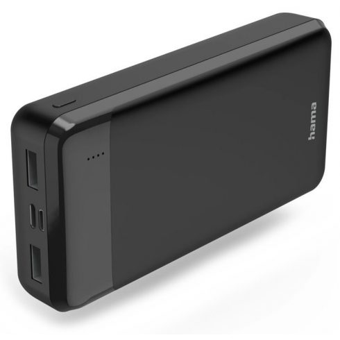 HAMA power bank Eco Power 20, 20000 mAh, 2 A, 2 izlaza: 2x USB-A, mikro USB/USB-C ulaz, crna