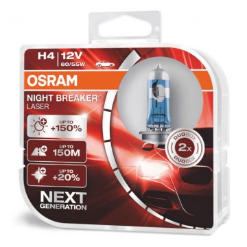   Osram H4 halogene žarulje 12v 60/55w p43t night breaker laser +150% /2kom/