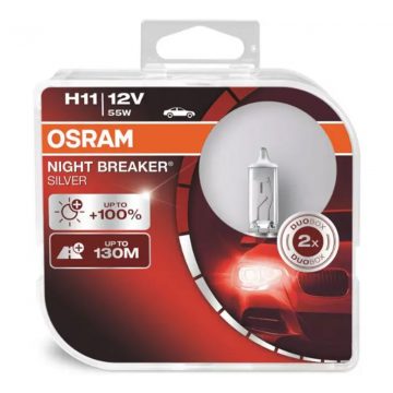   Osram H11 halogene žarulje 12v 55w pgj19-2 noćni prekidač srebrna+100% /2kom/