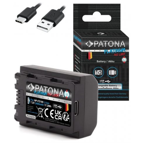 PATONA baterija za foto Sony NP-FZ100 2400mAh Li-Ion Platinum USB-C punjenje