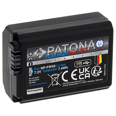 PATONA baterija za foto Sony NP-FW50 1030mAh Li-Ion Platinum USB-C punjenje