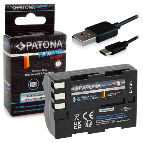 PATONA baterija za foto Nikon EN-EL3E 2250mAh Li-Ion Platinum USB-C punjenje