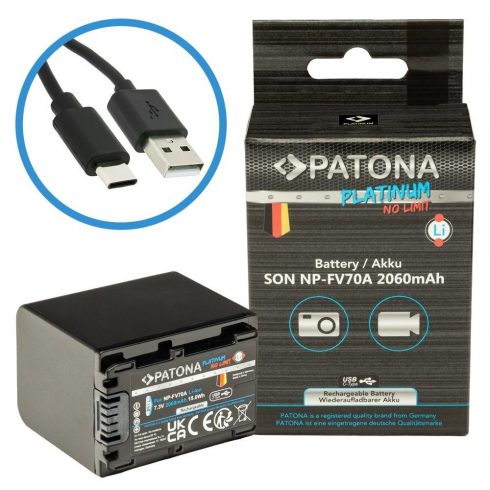 PATONA baterija za foto Sony NP-FV70A 2060mAh Li-Ion Platinum USB-C punjenje